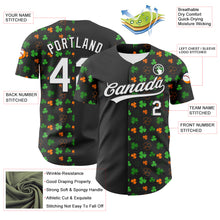 Charger l'image dans la galerie, Custom Black Green-Bay Orange 3D St. Patrick's Day Shamrock Authentic Baseball Jersey