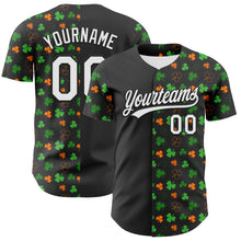 Charger l'image dans la galerie, Custom Black Green-Bay Orange 3D St. Patrick's Day Shamrock Authentic Baseball Jersey