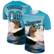 Загрузить изображение в средство просмотра галереи, Custom Panther Blue Black 3D Pattern Design Extreme Sport Cartoon Animal Bear Surfing Performance T-Shirt