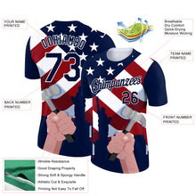 Загрузить изображение в средство просмотра галереи, Custom Royal Red-White 3D Pattern Design American Flag Statue of Liberty Tool Hammer Labor Day Performance T-Shirt