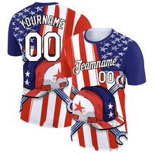 Laden Sie das Bild in den Galerie-Viewer, Custom Red Blue-Black 3D Pattern Design American Flag Tool Wrench Labor Day Performance T-Shirt