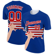 Загрузить изображение в средство просмотра галереи, Custom Royal Red-White 3D Pattern Design American Flag Tool Hammer Labor Day Performance T-Shirt