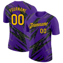 Load image into Gallery viewer, Custom Purple Gold Black-Navy 3D Esports Performance T-Shirt