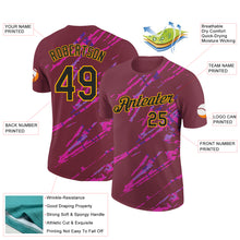 Laden Sie das Bild in den Galerie-Viewer, Custom Burgundy Black Gold-Deep Pink 3D Esports Performance T-Shirt