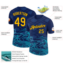 Laden Sie das Bild in den Galerie-Viewer, Custom Navy Gold Teal-Black 3D Esports Performance T-Shirt