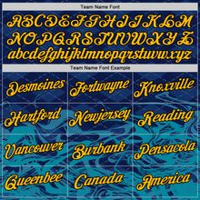 Laden Sie das Bild in den Galerie-Viewer, Custom Navy Gold Teal-Black 3D Esports Performance T-Shirt