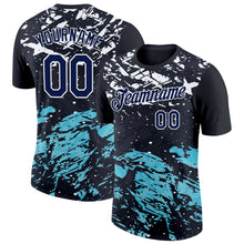 Load image into Gallery viewer, Custom Black Navy-Teal 3D Esports Performance T-Shirt