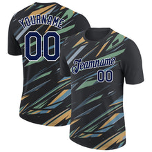 Load image into Gallery viewer, Custom Black Navy Ice Blue Shadow Blue-Gold 3D Esports Performance T-Shirt