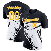 Load image into Gallery viewer, Custom Black Gold-White 3D Esports Performance T-Shirt
