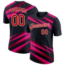 Load image into Gallery viewer, Custom Black Red Maroon-Hot Pink 3D Esports Performance T-Shirt