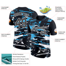 Charger l'image dans la galerie, Custom Black Steel Gray-Sky Blue 3D Esports Performance T-Shirt