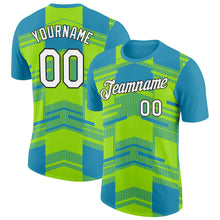 Laden Sie das Bild in den Galerie-Viewer, Custom Panther Blue Neon Green-Black 3D Esports Performance T-Shirt