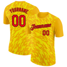 Load image into Gallery viewer, Custom Gold Fire Red-Black 3D Esports Performance T-Shirt