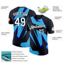 Laden Sie das Bild in den Galerie-Viewer, Custom Black Sky Blue-Dark Purple 3D Esports Performance T-Shirt