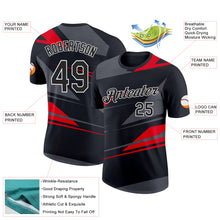 Charger l'image dans la galerie, Custom Black Steel Gray-Fire Red 3D Esports Performance T-Shirt