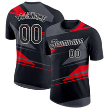 Charger l'image dans la galerie, Custom Black Steel Gray-Fire Red 3D Esports Performance T-Shirt
