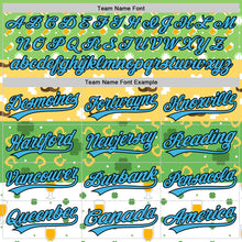 Загрузить изображение в средство просмотра галереи, Custom Green Sky Blue Light Yellow-Black 3D St. Patrick's Day Shamrock Beer Authentic Baseball Jersey