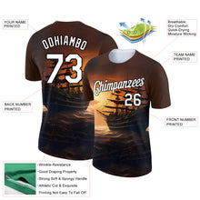 Загрузить изображение в средство просмотра галереи, Custom Brown White-Black 3D Pattern Design Sailing Ship Columbus Day Performance T-Shirt