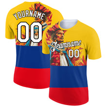 Laden Sie das Bild in den Galerie-Viewer, Custom Gold Royal Fire Red-Black 3D Pattern Design Sailing Columbus Day Performance T-Shirt