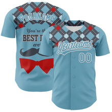 Laden Sie das Bild in den Galerie-Viewer, Custom Shadow Blue White 3D Pattern Design Father's Day Mustache Authentic Baseball Jersey