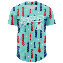 Laden Sie das Bild in den Galerie-Viewer, Custom Ice Blue White 3D Pattern Design Father's Day Tie Authentic Baseball Jersey