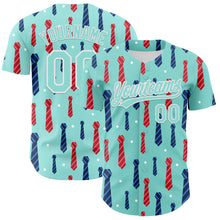 Laden Sie das Bild in den Galerie-Viewer, Custom Ice Blue White 3D Pattern Design Father's Day Tie Authentic Baseball Jersey