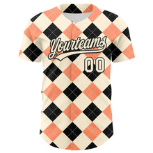 Laden Sie das Bild in den Galerie-Viewer, Custom Cream Black 3D Pattern Design Father's Day Mustache Authentic Baseball Jersey
