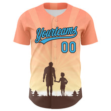 Laden Sie das Bild in den Galerie-Viewer, Custom Medium Pink Sky Blue-Black 3D Pattern Design Father's Day Family Love Authentic Baseball Jersey