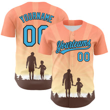 Laden Sie das Bild in den Galerie-Viewer, Custom Medium Pink Sky Blue-Black 3D Pattern Design Father's Day Family Love Authentic Baseball Jersey