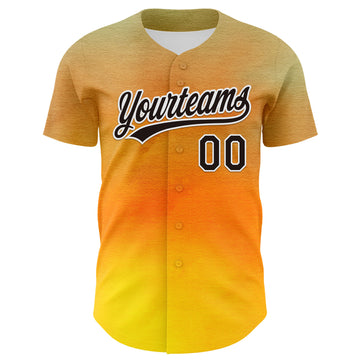 Custom Old Gold Black-White 3D Pattern Design Father's Day Family Love Authentic Baseball Jersey