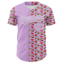 Laden Sie das Bild in den Galerie-Viewer, Custom Light Purple White 3D Pattern Design Father's Day Family Love Authentic Baseball Jersey