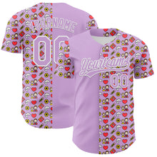Laden Sie das Bild in den Galerie-Viewer, Custom Light Purple White 3D Pattern Design Father's Day Family Love Authentic Baseball Jersey