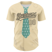 Laden Sie das Bild in den Galerie-Viewer, Custom Cream Black 3D Pattern Design Father's Day Tie Authentic Baseball Jersey