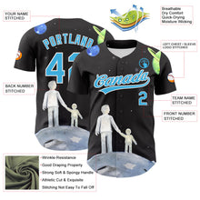 Laden Sie das Bild in den Galerie-Viewer, Custom Black Sky Blue-White 3D Pattern Design Father's Day Family Love Authentic Baseball Jersey
