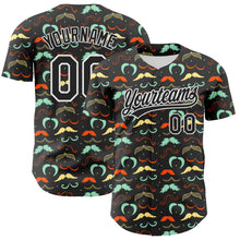 Laden Sie das Bild in den Galerie-Viewer, Custom Black White 3D Pattern Design Father's Day Mustache Authentic Baseball Jersey