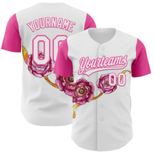 Laden Sie das Bild in den Galerie-Viewer, Custom White Pink 3D Pattern Design Mother's Day Flower Authentic Baseball Jersey