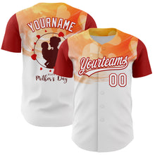 Laden Sie das Bild in den Galerie-Viewer, Custom White Red 3D Pattern Design Mother's Day Family Love Authentic Baseball Jersey
