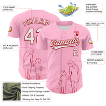 Laden Sie das Bild in den Galerie-Viewer, Custom Light Pink White-Red 3D Pattern Design Mother's Day Family Love Authentic Baseball Jersey