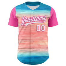 Charger l'image dans la galerie, Custom Sky Blue White-Pink 3D Pattern Design Mother's Day Love Authentic Baseball Jersey