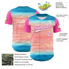 Charger l'image dans la galerie, Custom Sky Blue White-Pink 3D Pattern Design Mother's Day Love Authentic Baseball Jersey