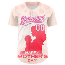 Laden Sie das Bild in den Galerie-Viewer, Custom Cream White-Pink 3D Pattern Design Mother's Day Family Love Authentic Baseball Jersey