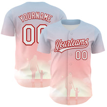 Laden Sie das Bild in den Galerie-Viewer, Custom Light Pink White-Red 3D Pattern Design Mother's Day Family Love Authentic Baseball Jersey