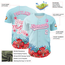 Laden Sie das Bild in den Galerie-Viewer, Custom Ice Blue White-Pink 3D Pattern Design Mother's Day Flower Authentic Baseball Jersey