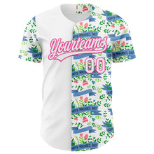 Laden Sie das Bild in den Galerie-Viewer, Custom White Pink 3D Pattern Design Mother's Day Flower Authentic Baseball Jersey