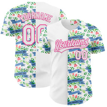 Laden Sie das Bild in den Galerie-Viewer, Custom White Pink 3D Pattern Design Mother's Day Flower Authentic Baseball Jersey