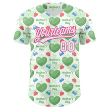 Laden Sie das Bild in den Galerie-Viewer, Custom Green White-Pink 3D Pattern Design Mother's Day Love Authentic Baseball Jersey