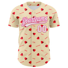 Laden Sie das Bild in den Galerie-Viewer, Custom Cream White-Pink 3D Pattern Design Mother's Day Love Authentic Baseball Jersey