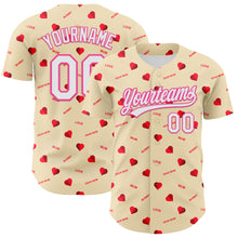 Laden Sie das Bild in den Galerie-Viewer, Custom Cream White-Pink 3D Pattern Design Mother's Day Love Authentic Baseball Jersey