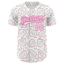 Laden Sie das Bild in den Galerie-Viewer, Custom White Pink 3D Pattern Design Mother's Day Love Authentic Baseball Jersey