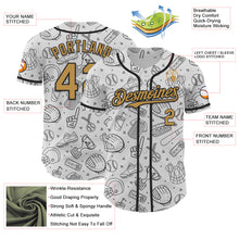 Laden Sie das Bild in den Galerie-Viewer, Custom White Old Gold-Black Comic Doodle Ballgame 3D Pattern Design Authentic Baseball Jersey
